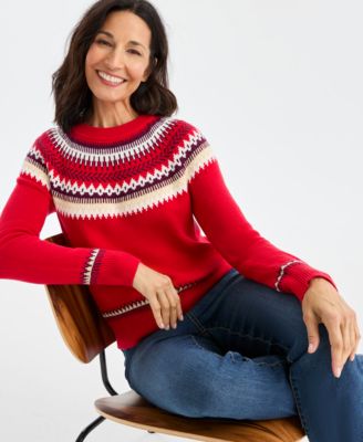 Petite Fair Isle Long Sleeve Sweater, Macy's Exclusive
