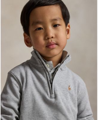 Toddler and Little Boys Cotton Interlock Quarter-Zip Pullover shirt