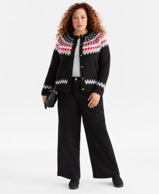 Plus Size Fair Isle Button-Front Cardigan, Macy's Exclusive 