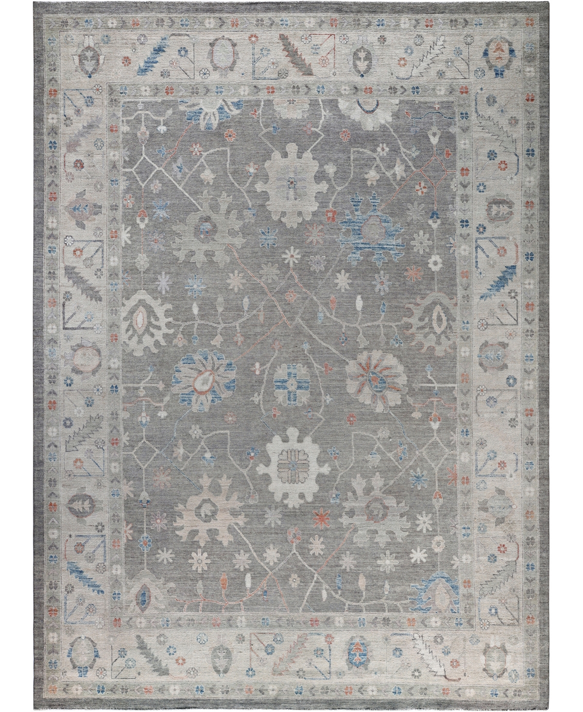 Adorn Hand Woven Rugs Colorful Oushak M0103-33 9'9"x13'5" Area Rug In Gray