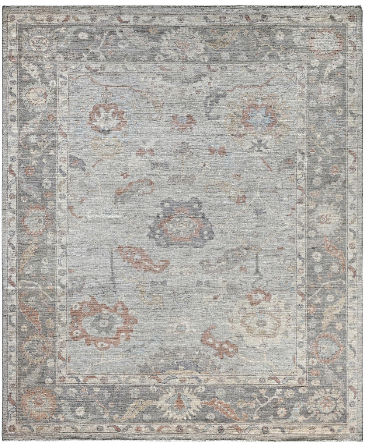 Adorn Hand Woven Rugs Colorful Oushak M0103-52 8'1"x9'9" Area Rug In Gray