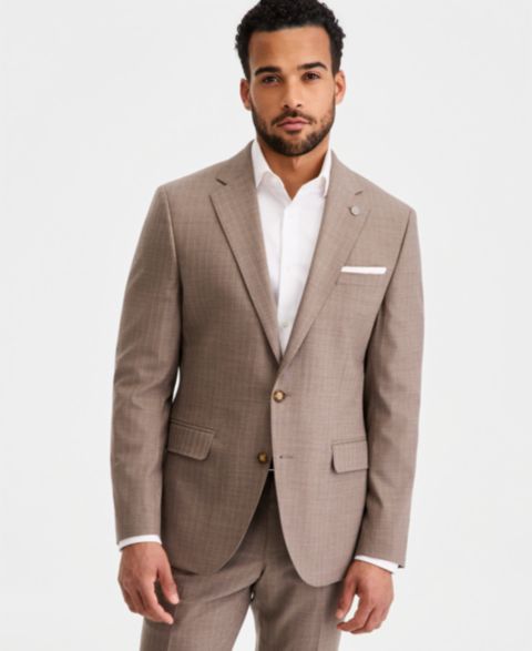 Мужские куртки Ted Baker Modern-Fit Wool-Blend Tan Pinstripe Suit Separates, цвет: Бежевый