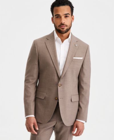 Ted by Ted Baker Men's Modern-Fit Wool-Blend Tan Pinstripe Suit Separates Jacket