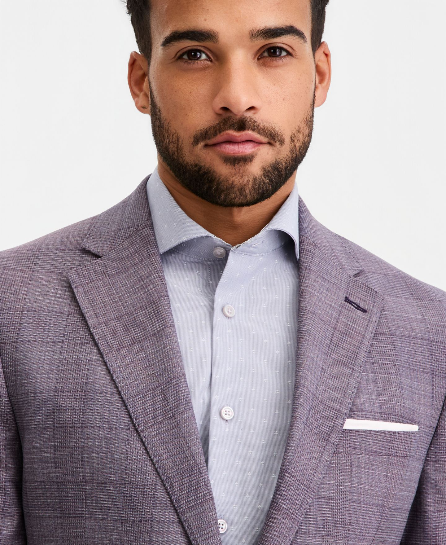 Мужские куртки Ted Baker Modern-Fit Wool-Blend Purple Plaid Suit Separates, цвет: Фиолетовый — фото 3