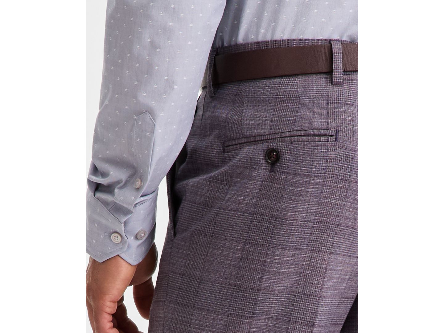 Мужские брюки Ted Baker Modern-Fit Wool-Blend Plaid Suit Separate, цвет: Фиолетовый — фото 4