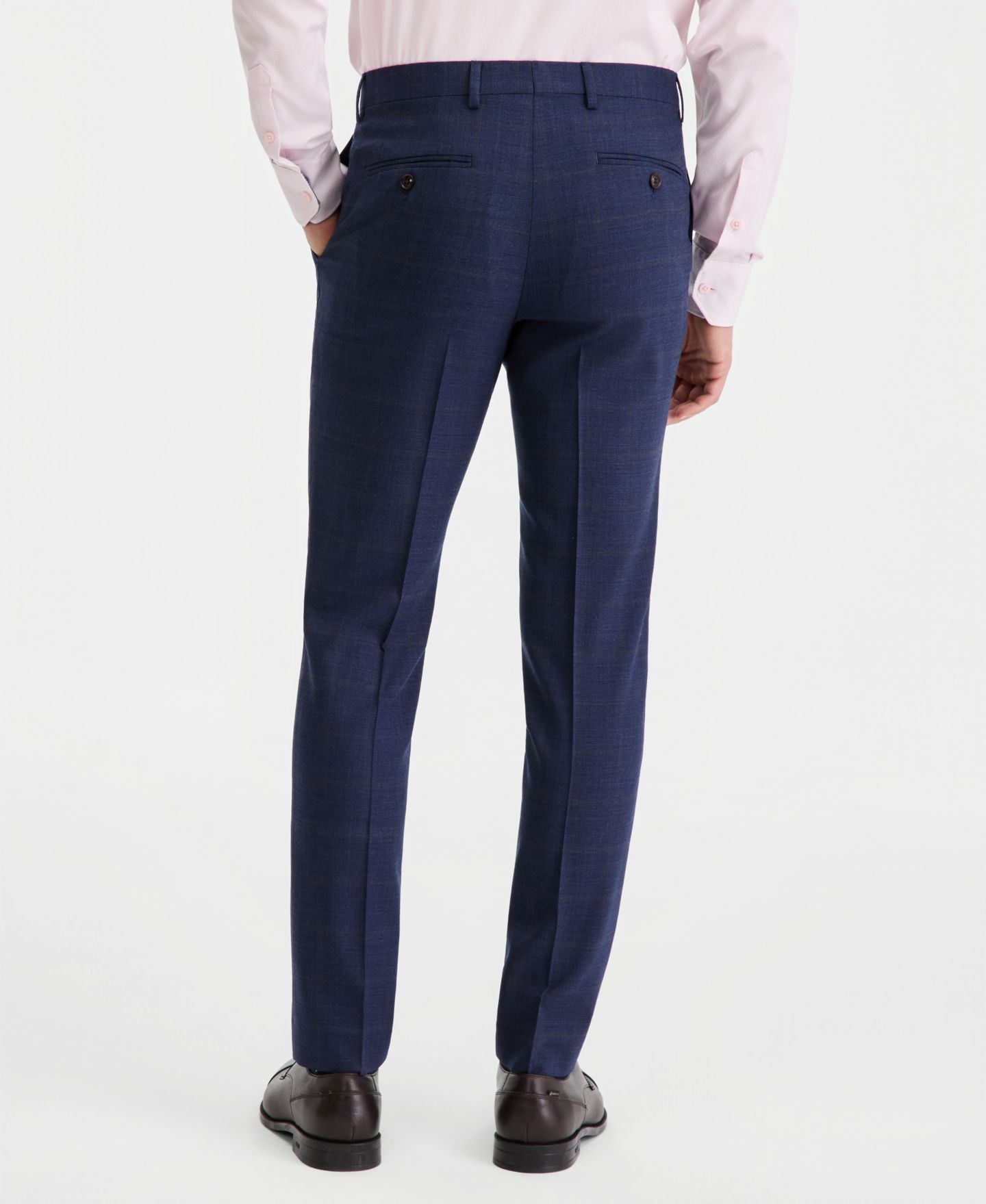 Мужские брюки Ted Baker Modern-Fit Wool-Blend Windowpane Suit Separates, цвет: Синий коричневый — фото 5