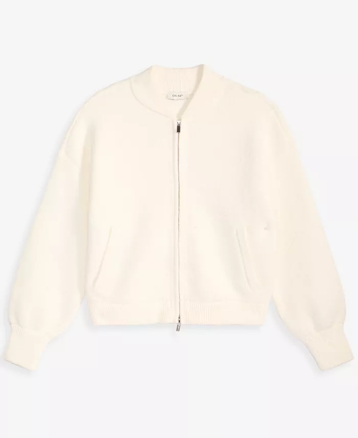 Women's Sweater-Knit Bomber Jacket - thumbnail 6