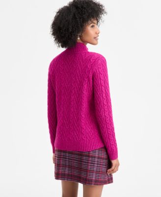 Women's Mock-Neck Cable Sweater, Created for Macy's