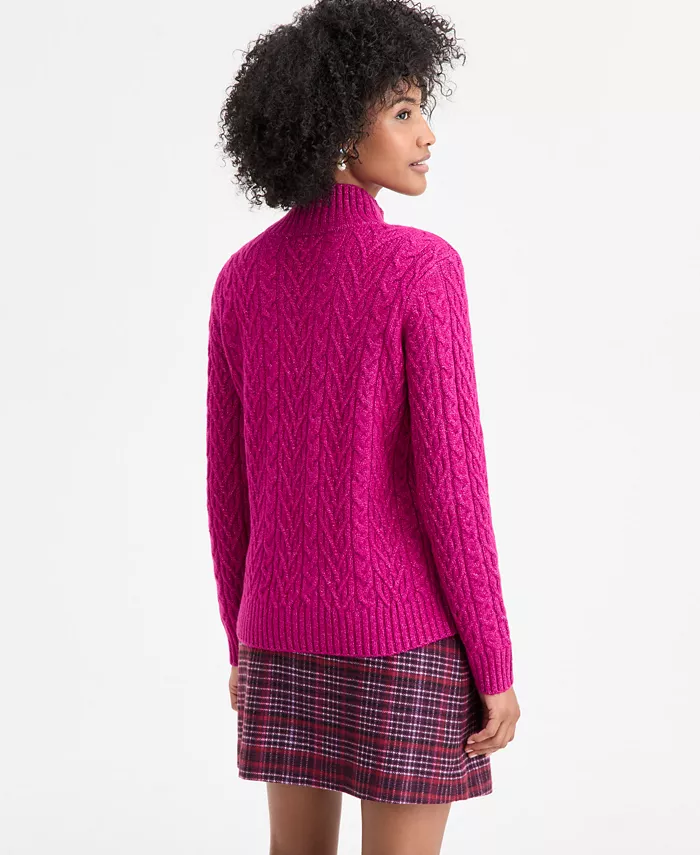 Women's Mock-Neck Cable Sweater - thumbnail 5