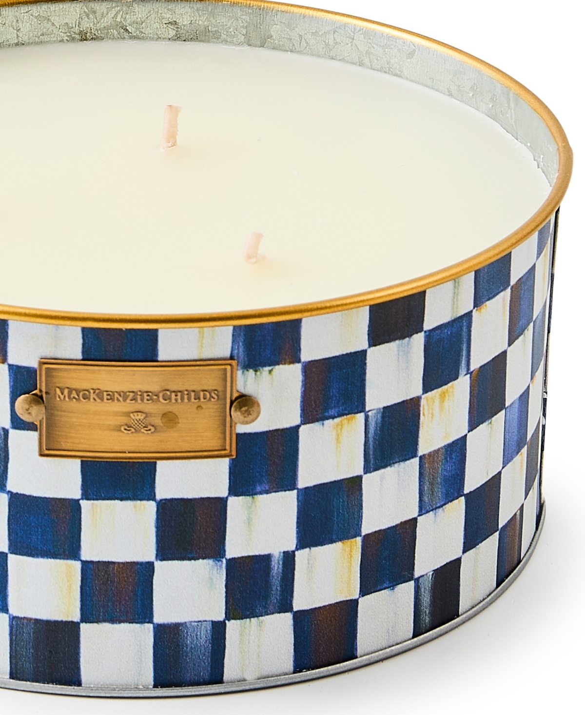 Mackenzie-childs Royal Check Large Citronella Candle In Blue