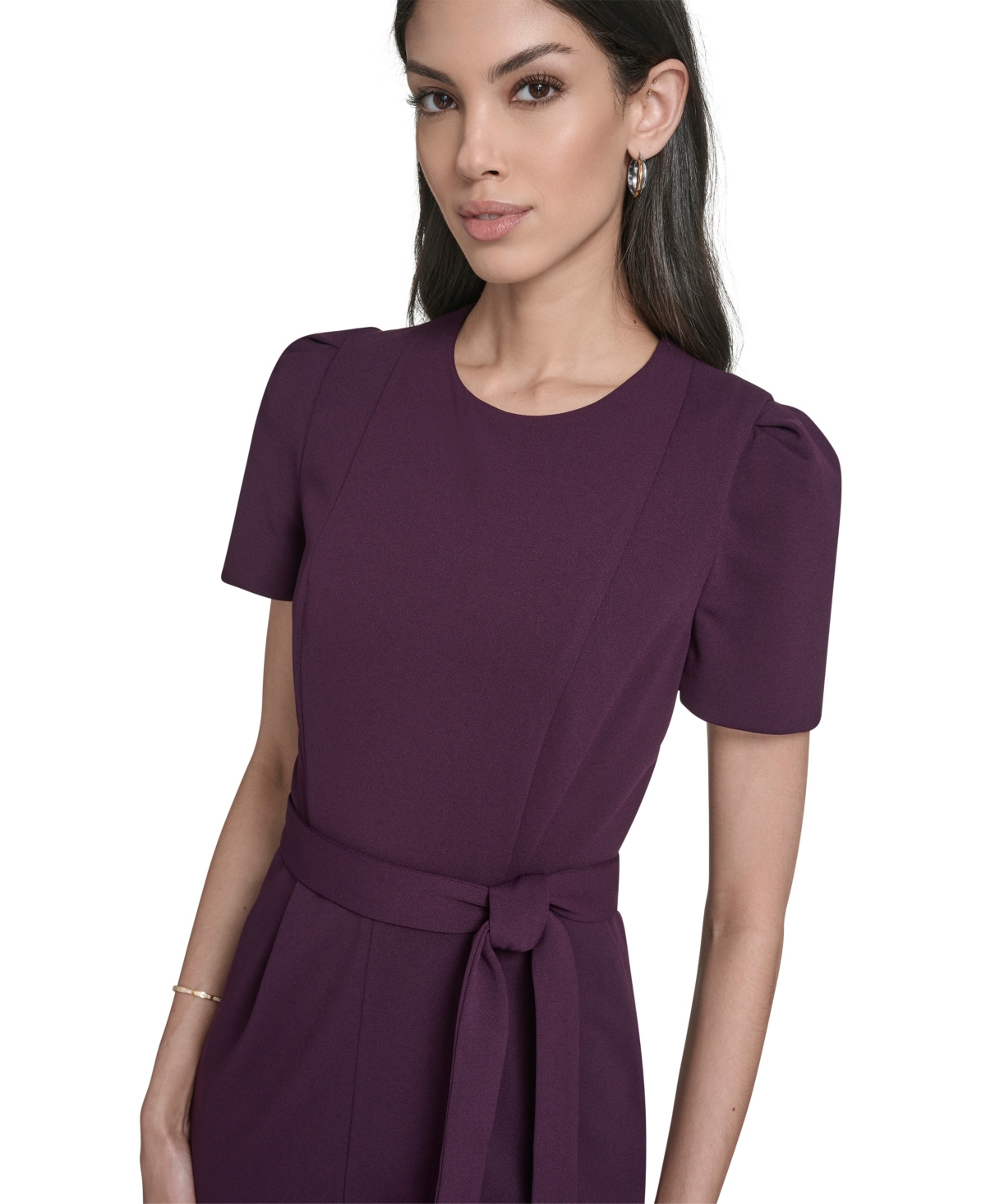Calvin Klein Petite Short Sleeves Jumpsuit In Purple