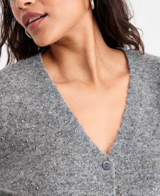 Women's Studded V-Neck Cardigan Sweater, Macy's Exclusive