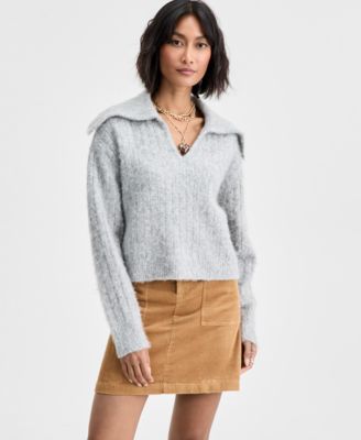 Brushed Sailor Collar V-neck Sweater