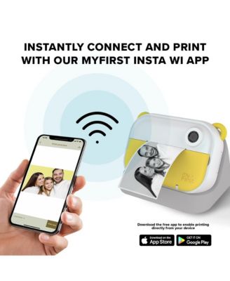Camera Insta Wi 4-in-1 Instant Print Camera and Label Maker for Kids 12MP Photos, 1080P Video, 32GB microSD, for Age 5-15 (Yellow)