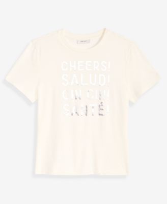 Women's Knit Short-Sleeve Cheers Graphic T-Shirt, Macy's Exclusive