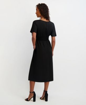 Women's Dolman-Sleeve Cinched-Waist Midi Dress