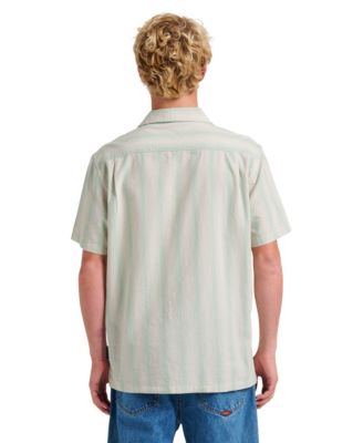 Men's Oxford Stripe Casual Short Sleeve Shirt