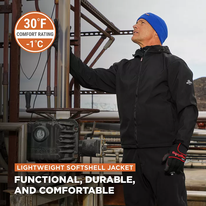 Big & Tall Lightweight Softshell Jacket with Hood - Water-Repellent & Wind-Tight Workwear - thumbnail 6