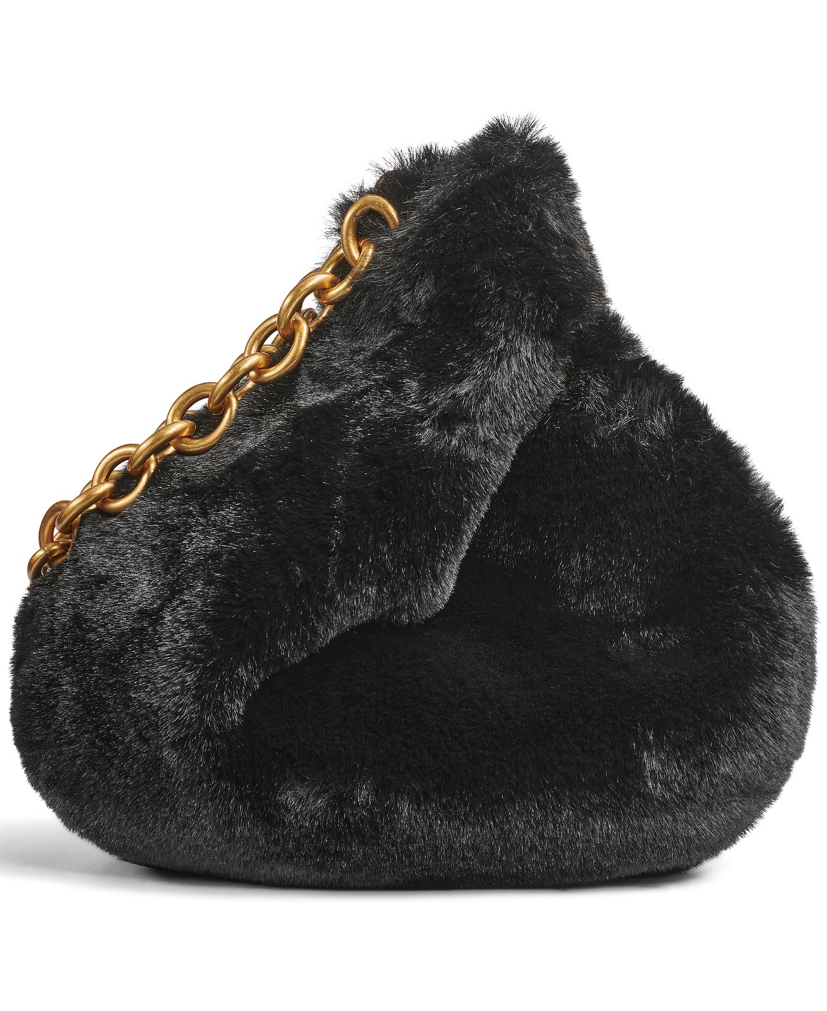 Donna Karan Lawrence Faux Fur Wristlet Wallet With Chain Strap In Sand