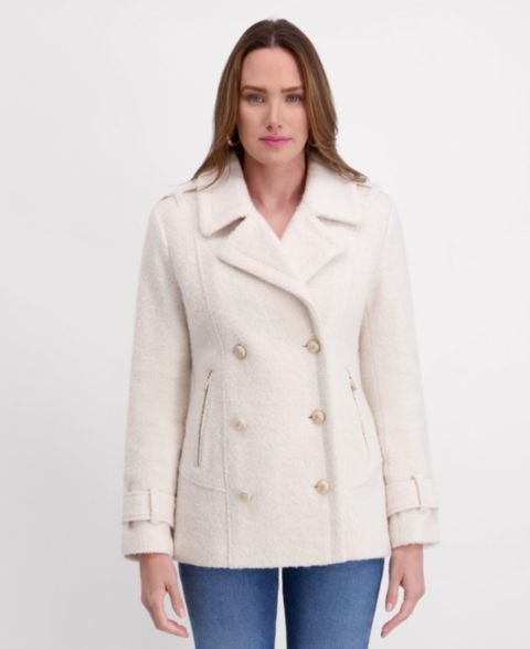 Женские куртки Kensie Boucle Peacoat with Gold Accents