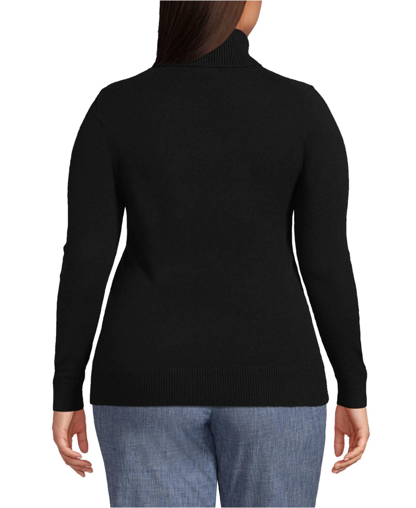 Женский свитер Lands' End Plus Size Cashmere Turtleneck, цвет: Чёрный — фото 2