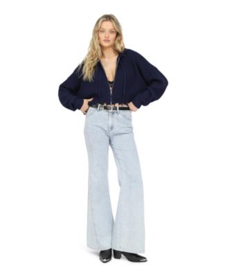 Women's Another Love Fringe Knit Zip Cardigan