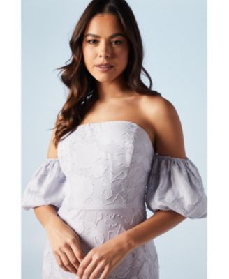 Women's Puff Sleeve Bridesmaids Midi Dress