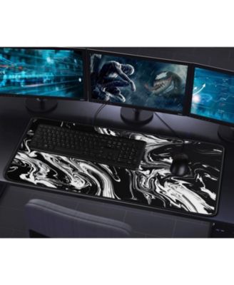 Large Extended Gaming Mouse Pad with Stitched Edges, (31.5X15.7In) Durable Non-Slip Natural Rubber Base, Waterproof Mat for Gamer/Desktop/Office