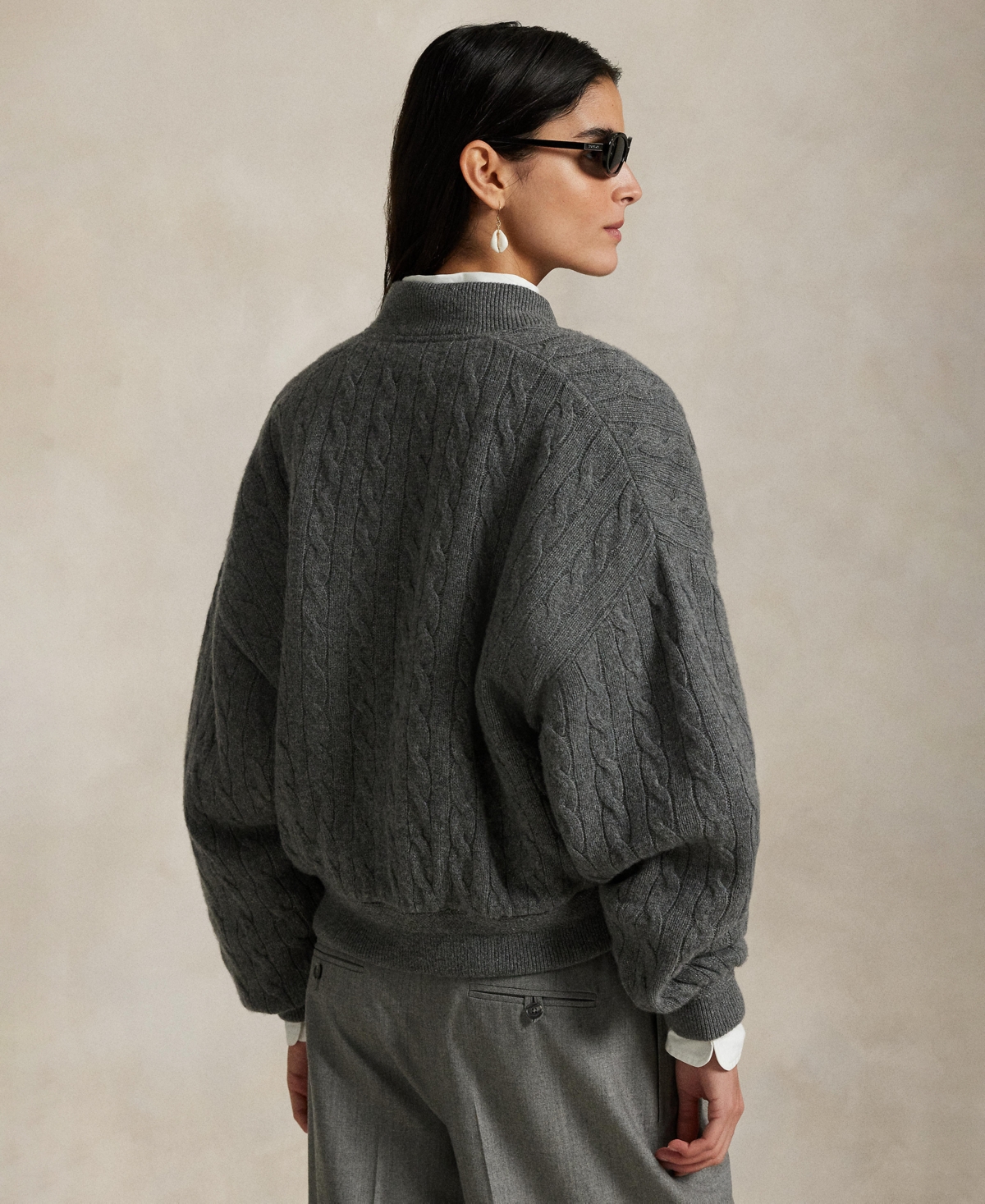 Polo Ralph Lauren Women's Cable Bomber Jacket In Gray