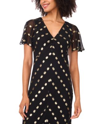 Women's V-Neck Flutter Sleeve Maxi Dress