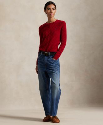 Women's Cable Wool-Cashmere Crew Neck Sweater