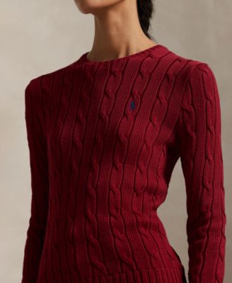 Women's Cable-Knit Cotton Crewneck Sweater