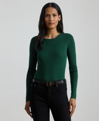 Women's Rib-Knit Cotton-Blend Crewneck Sweater
