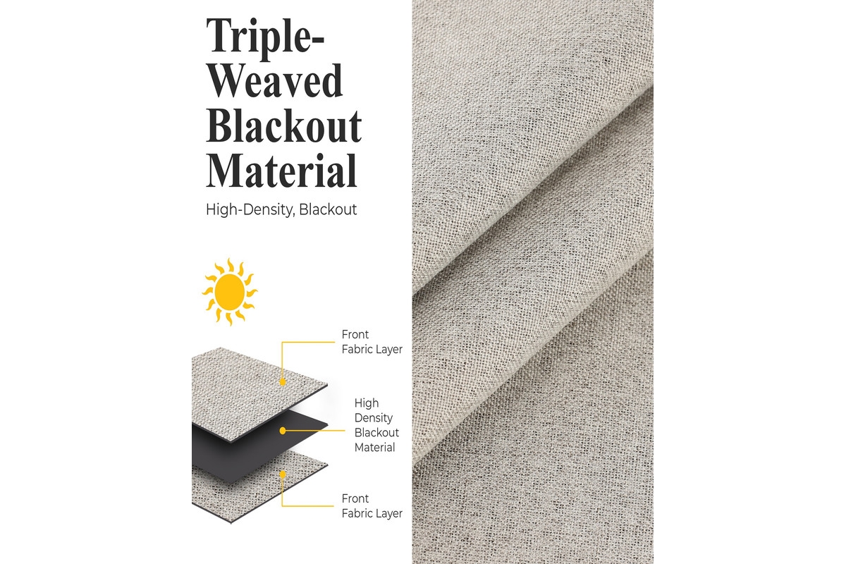 Superior Neal 100% Blackout Solid Machine Washable Curtains, Set of 2 Panels