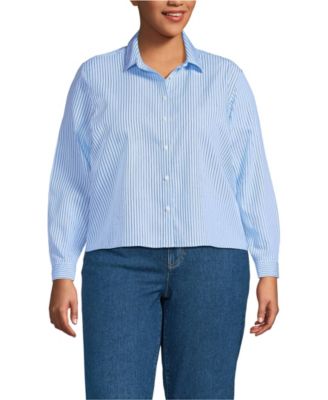 Women's Plus Size No Iron Boxy Cropped Shirt