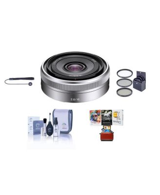 E 16mm f/2.8 Lens, Bundle with ProOptic 49mm Filter Kit, Cleaning Kit, Lens Cap Tether, Mac Software Kit