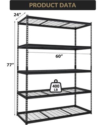 5-Tier Adjustable Heavy-Duty Metal Shelving Unit for Garage, Kitchen, Pantry, Basement, and Laundry Storage Shelves