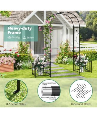 86'' Arch Trellis for Climbing Plants w/ Planter Boxes Roses Vines for Wedding