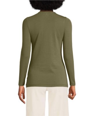 Women's Petite Lightweight Jersey Skimming Long Sleeve Crew Neck T-shirt