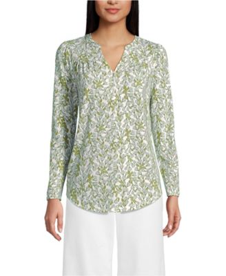 Women's Long Sleeve Lightweight Jersey Notch Neck Tunic Top