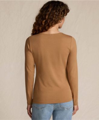 Women's Lightweight Jersey Skimming Long Sleeve Crew Neck T-shirt