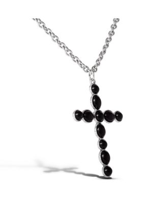 Ox Silver Black Cross Necklace