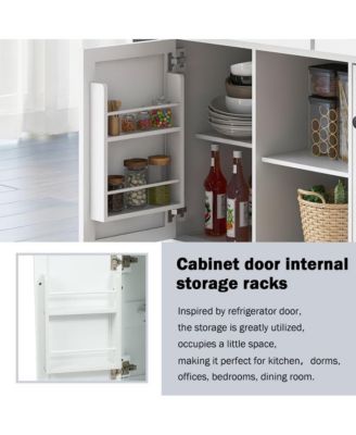 Kitchen Island Cart with Drop Leaf, Rubber Wood Top, 3 Drawers & Internal Racks, Rolling Storage on Wheels