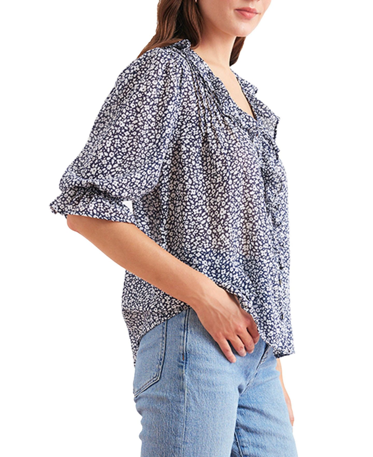 Женская рубашка Paneros Clothing Cotton Chloe in Navy Vintage Bloom, цвет: Тёмно-синий винтажный — фото 2
