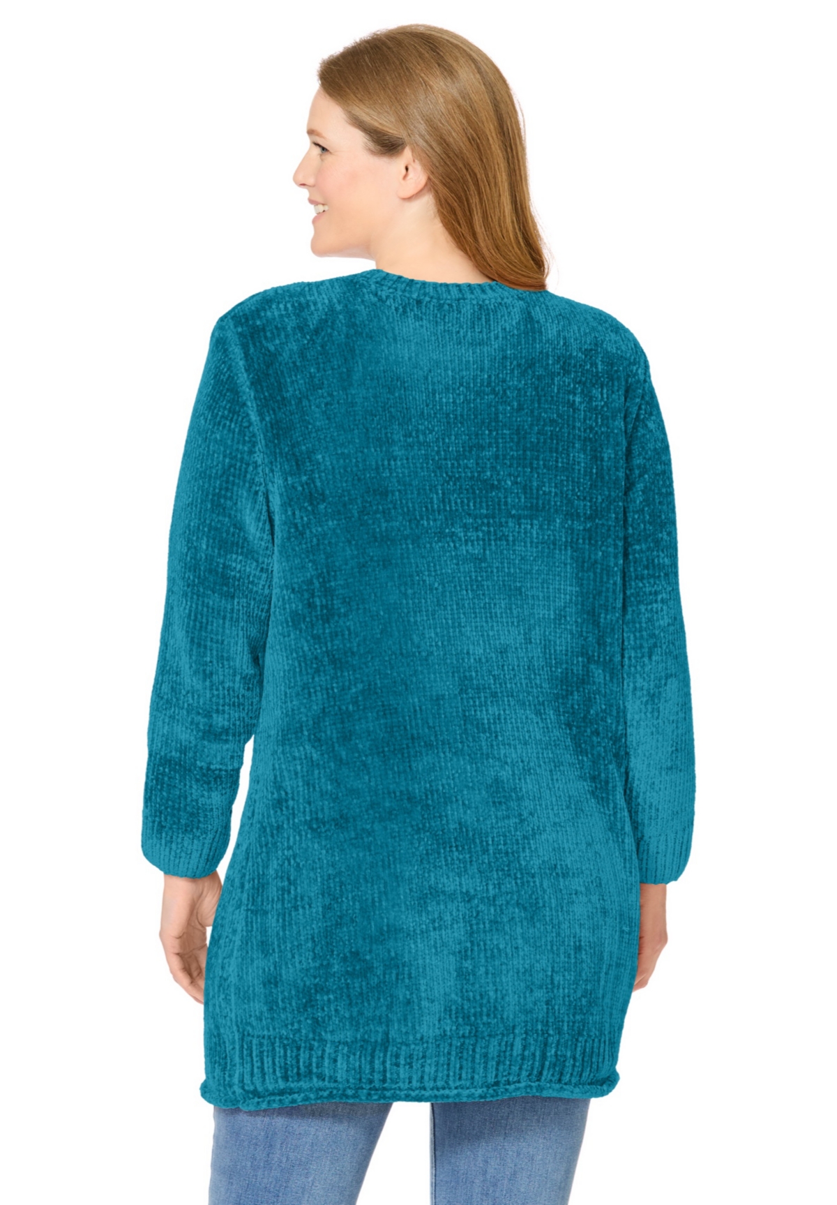 Woman Within Plus Crewneck Chenille Sweater