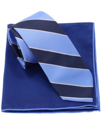 Men's&nbsp;2-Piece Stripe Tie and Solid Pocket Square Half Box Set