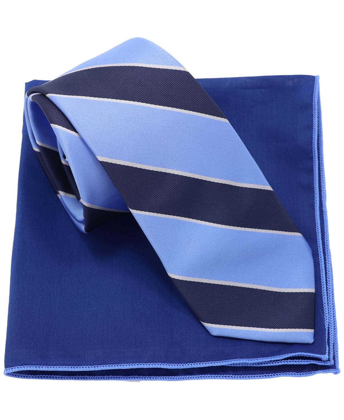 Ben Sherman Men'sâ 2-piece Stripe Tie And Solid Pocket Square Half Box Set In Blue