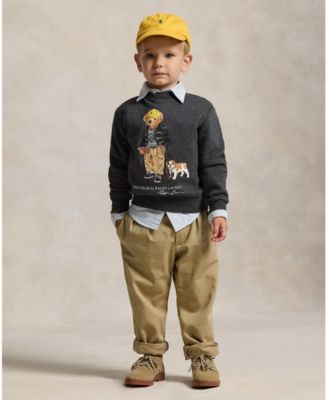 Toddler and Little Boys Polo Bear Heathered Fleece Sweatshirt