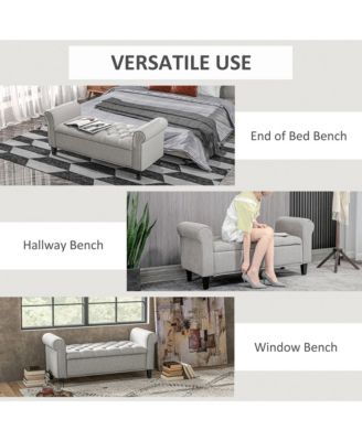 50" Bed End Bench with Ottoman and Storage,