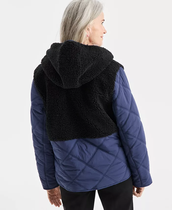 Women's Mixed Media Sherpa Jacket - thumbnail 6